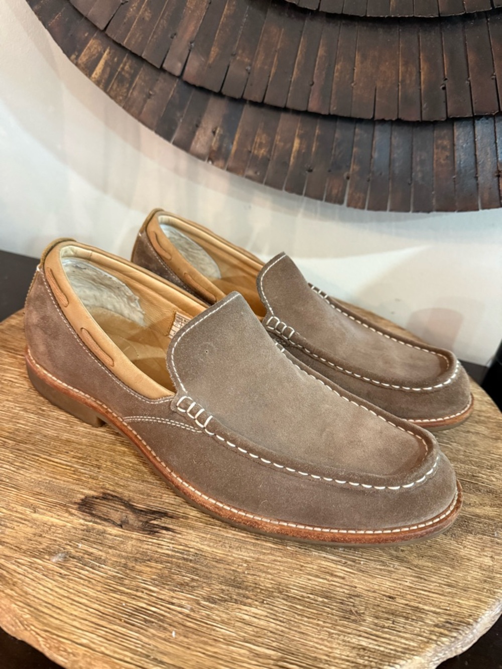 UGG Men's Taupe Suede Slip-On Loafers .. excellent Used Condition 11